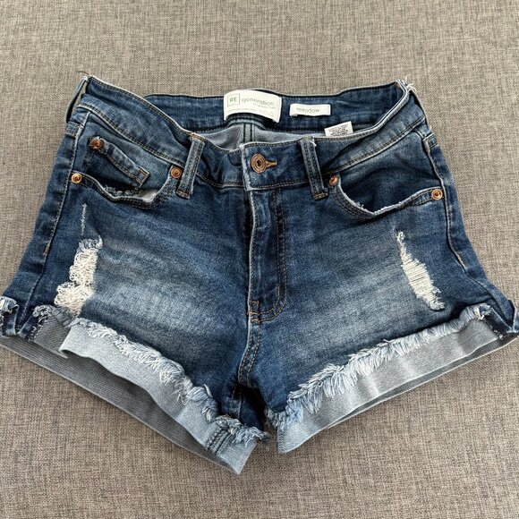 Celebrity Pink Pants - RE Generation By‎ Celebrity Pink Meadow Shorts Low Rise Cuffed Fringe Distressed
